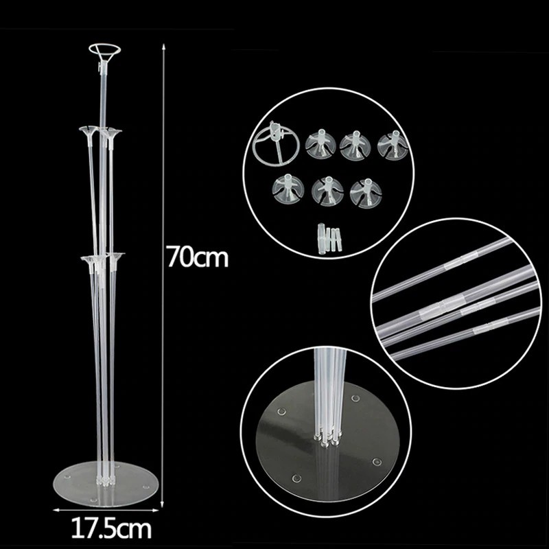 Bộ 7 Ống Bong Bóng Bằng Acrylic Kèm Giá Đỡ Dùng Trang Trí Tiệc Cưới/ Sinh Nhật