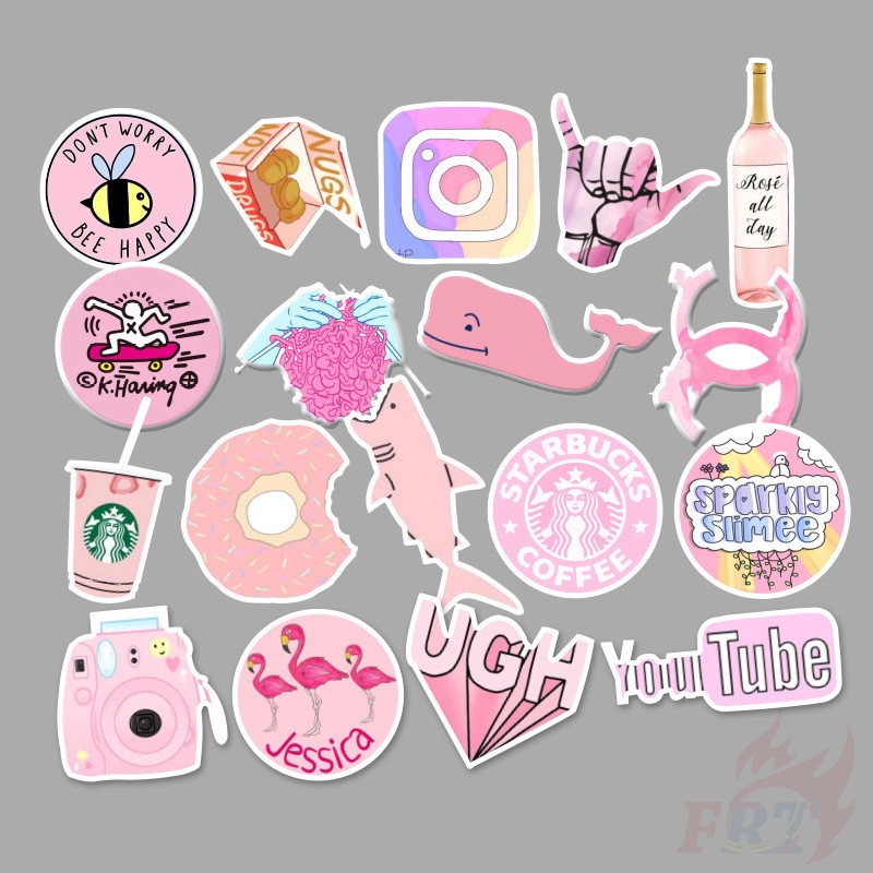 ❉ Ins - Fashion VSCO Romantic Pink Girls Series 01 Stickers ❉ 50Pcs/Set Mixed DIY Luggage Laptop Skateboard Doodle Decals Stickers