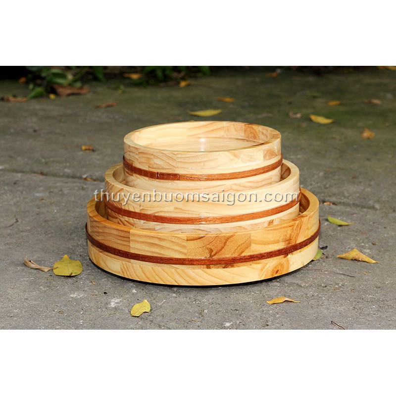Thỗ gỗ tròn trang trí decor món ăn nhà hàng, khay gỗ đựng hải sản, đồ lẩu, đồ nướng gỗ Thông nhập khẩu