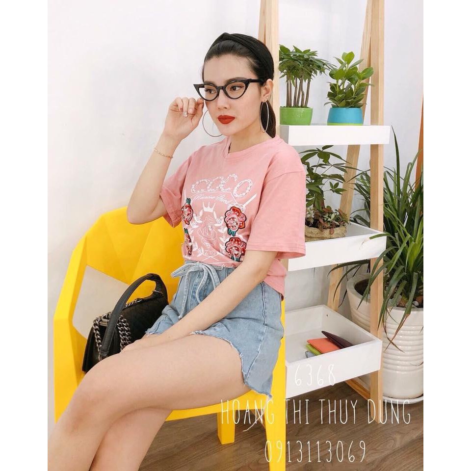 Áo thun cổ tròn in hoạ tiết hoa siêu xinh MP967(4MÀU)- kèm hình chụp thật sp