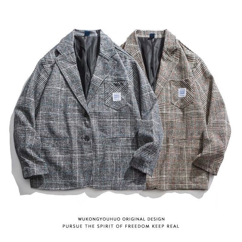 Áo khoác vest Blazer nam kẻ caro phong cách Hàn Quốc