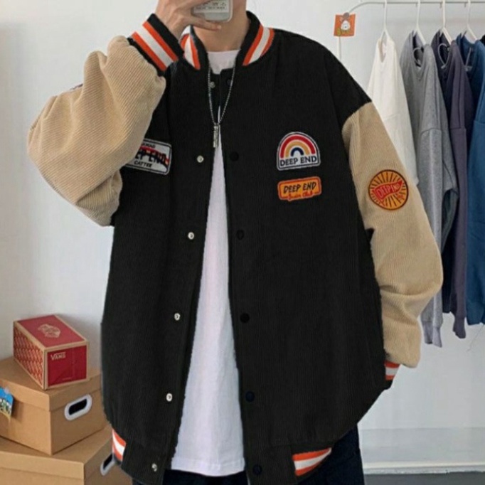 Áo Bomber/ Áo Khoác Nhung Tăm Cầu Vồng Deepend Cúc Bấm Nam Nữ - Hàng mới về