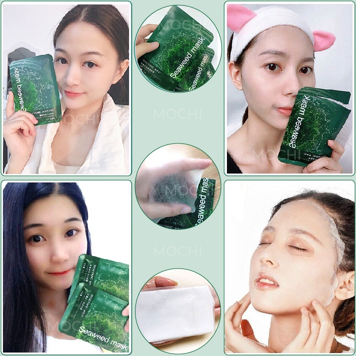 Mặt Nạ Tảo Biển Rong Biển Dưỡng Trắng Da l Giảm Mụn l Cấp Ẩm Mask Giấy Đắp Mặt Seaweed Bisutang Nội Địa Trung MOCHI SHOP