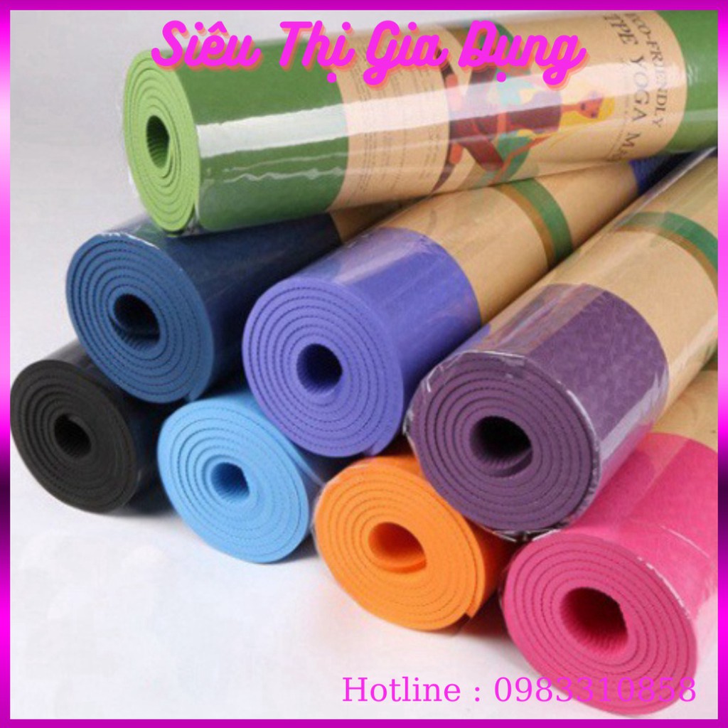 (Hàng Chuẩn) Thảm Tập Yoga Chống Trượt 2 Lớp Dày6- 8mm Chất Liệu Cao Su Non TPE Cao Cấp - Thảm Tập Gym, Thể Dục Tại Nh