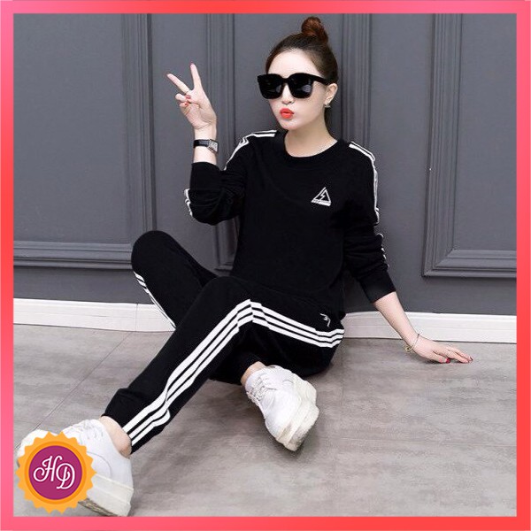 Set Đồ Bộ Thu Đông Nữ Thể Thao Viền Sọc Thời Trang Mặc Nhà Cao Cấp | BigBuy360 - bigbuy360.vn