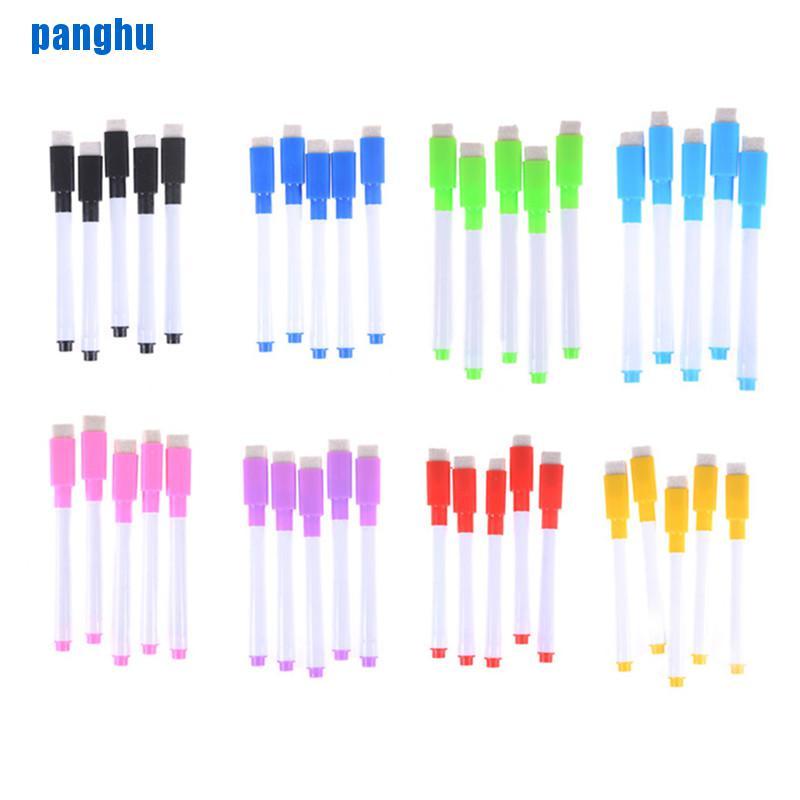 [pang] 5pcs/set Colourful Dry Wipe Board Window Markers Pens With Eraser Office Supply [ph]