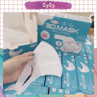 Khẩu Trang 3D Mask An Tâm ,Kháng Khuẩn, Chống Bụi Mịn, Không Dị Ứng, Mềm Mại, Dễ Thở, Hộp 50 Cái
