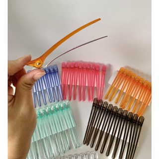  Kẹp chia tóc Pastel trong suốt kẹp cắt tóc nhôm cao cấp kẹp vịt cắt tóc 
