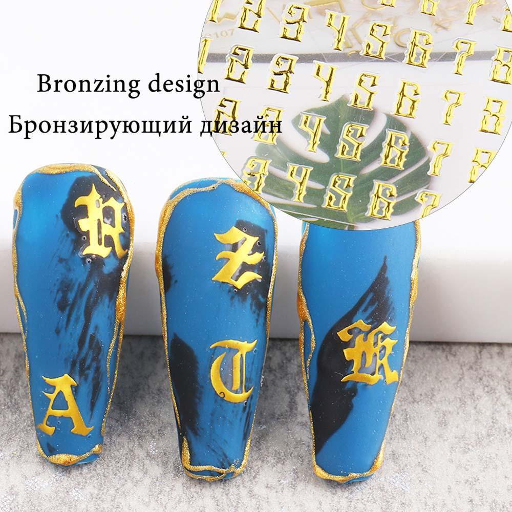 OCEANMAP Sticker Chữ Cái Tiếng Anh Dán Móng Nghệ Thuật