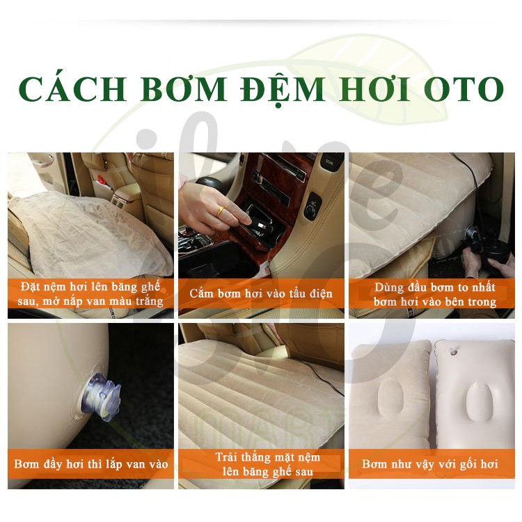Đệm Hơi Ô Tô - Giường Hơi Cao Cấp - KÈM Bơm Điện, Gối Hơi, Miếng Vá Dự Phòng - BIO38