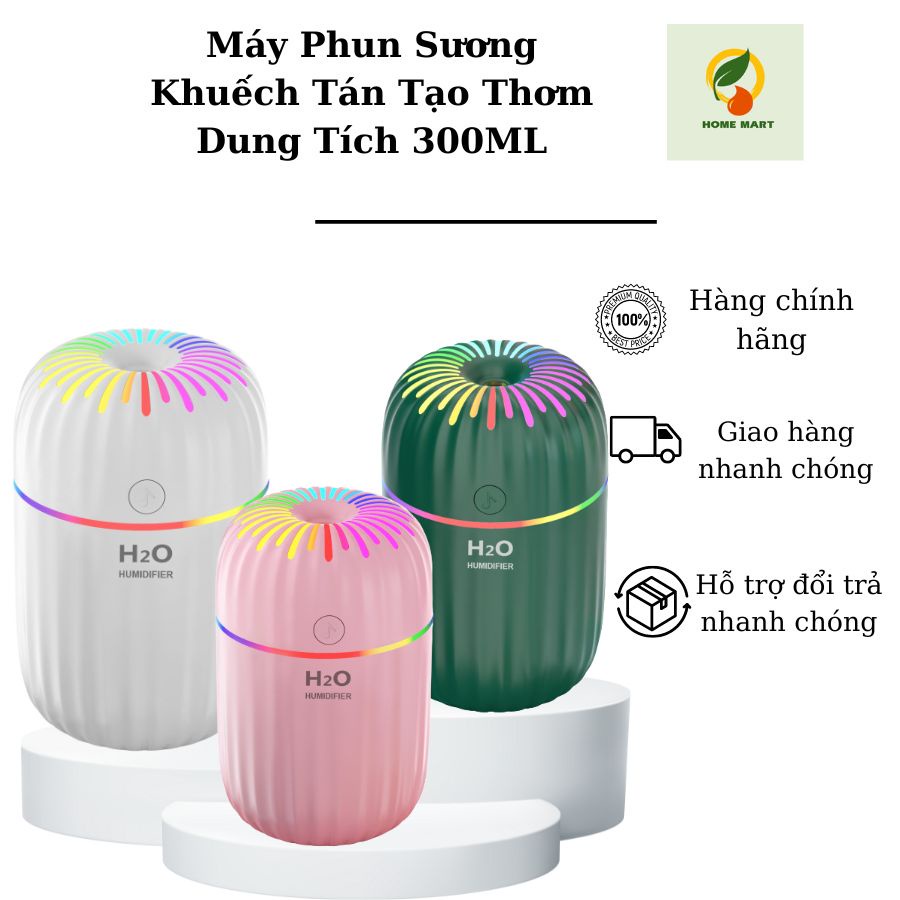 Máy Phun Sương Tạo Độ Ẩm  H2O A7 Xông Phòng Khuếch Tán Tinh Dầu Dung Tích 300ml Dùng Cho Phòng Ngủ Và Trong Xe Hơi.