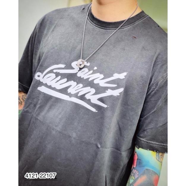 Áo Phông Nam Saint Laurent Chữ In Chất Cotton - Áo Phông Saint Laurent Cao Cấp