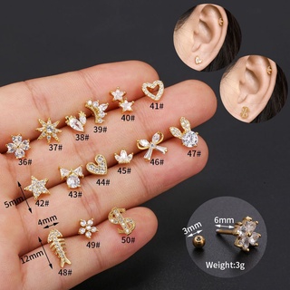  Bông Tai Vàng 18K Thời Trang Tinh Tế Cubic Zirconia Bông Tai Mini Đơn Giản Bông Tai Nữ Bông Tai Trang Sức 
