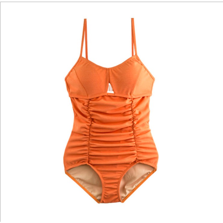 [Ảnh thật] Đồ bơi nữ 1 mảnh , bikini trơn kèm mút nâng ngực màu cam hàng đẹp xuất Hàn M04