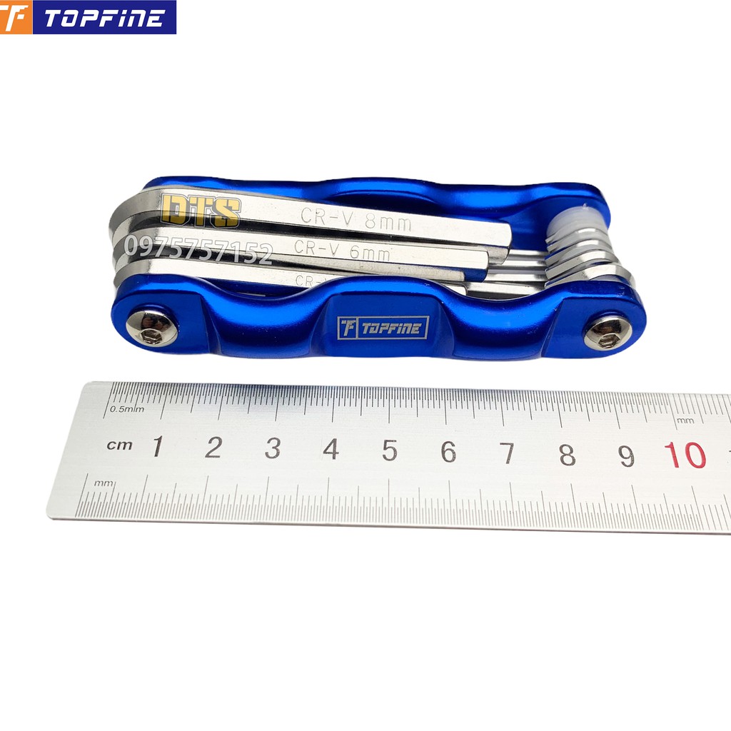 Bộ lục giác gập đa năng TOP FINE 8 chi tiết 1.5 – 8mm, bộ khóa lục giác xếp thép CR-V, khung bảo vệ nhôm hợp kim cao cấp