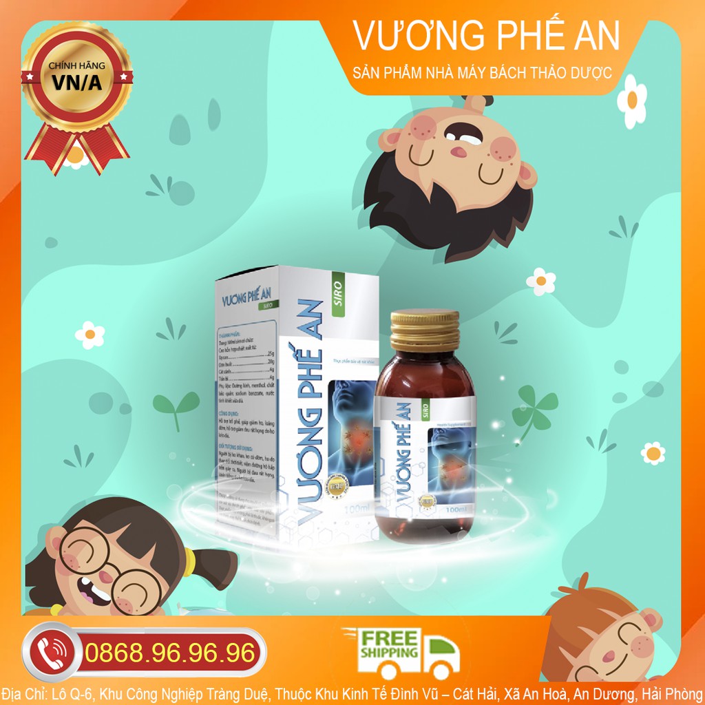 SIRO VƯƠNG PHẾ AN CHÍNH HÃNG - HỖ TRỢ LÀM GIẢM ĐAU RÁT HỌNG, BỊ HO KÉO DÀI, GIÚP BỔ PHẾ, LOÃNG ĐỜM, GIẢM HO LỌ/100ML