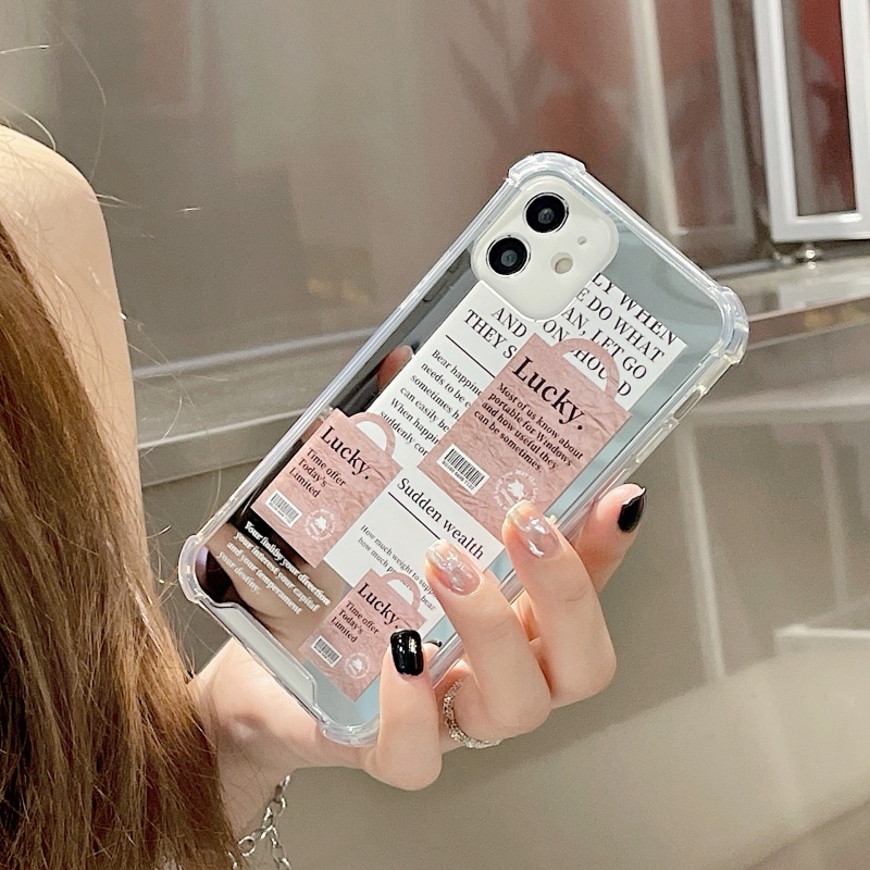 Ốp điện thoại Silicone mềm mặt gương may mắn cho iPhone13/13pro/13promax 12/12pro/12promax 11/11pro/11promax X/XS XR XSMAX 7/7Plus 8/8Plus 6sPlus