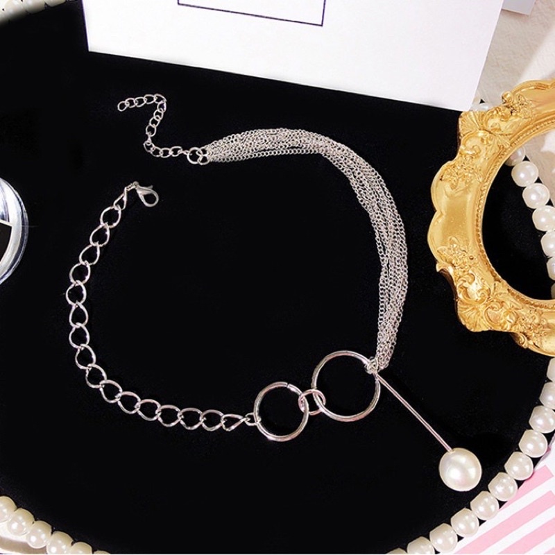 vòng cổ chocker mạ bạc cao cấp đính hạt ngọc nhân tạo phong cách hàn quốc TH91666
