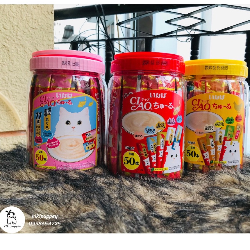 50 thanh Súp thưởng Ciao Churu cho mèo Vị gà chính hãng, Sốt dinh dưỡng cho mèo