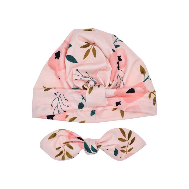 Mũ Trùm Đầu Thắt Nơ In Hoa Cho Bé Gái