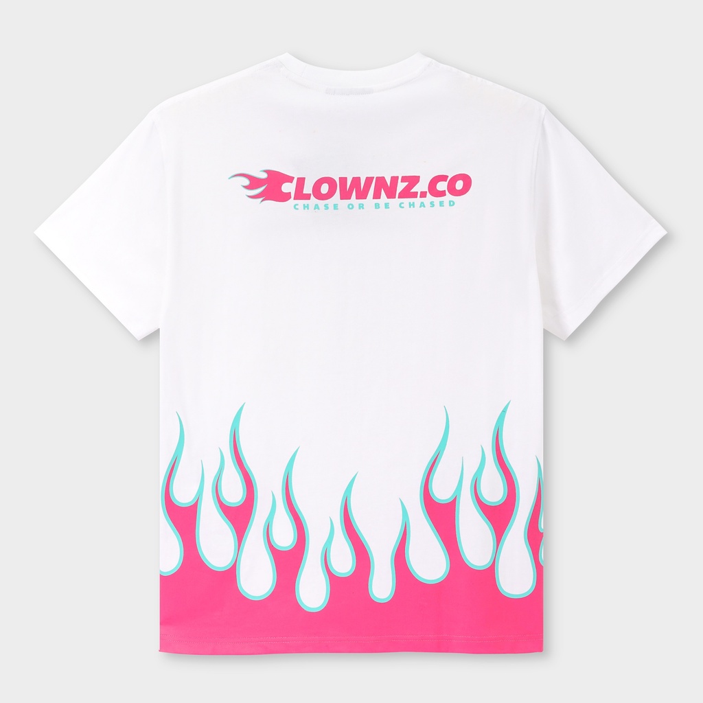 Áo thun tay lỡ local brand Clownz Racing Flames họa tiết lửa unisex, form rộng, chất cotton | BigBuy360 - bigbuy360.vn