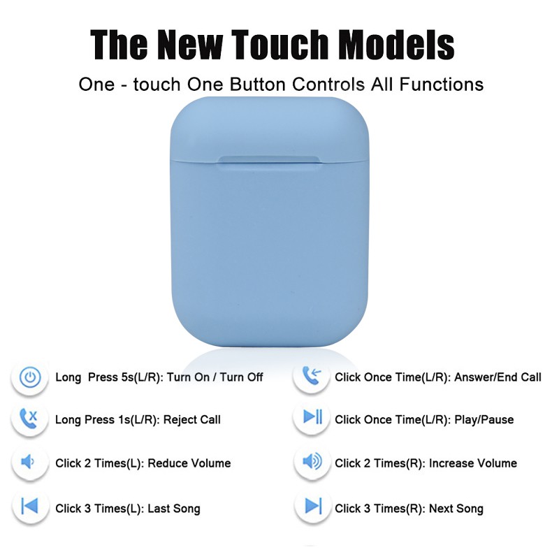 Tai nghe Bluetooth không dây Inpods 12 TWS điều khiển cảm biến âm thanh HIFI cho Android iOS