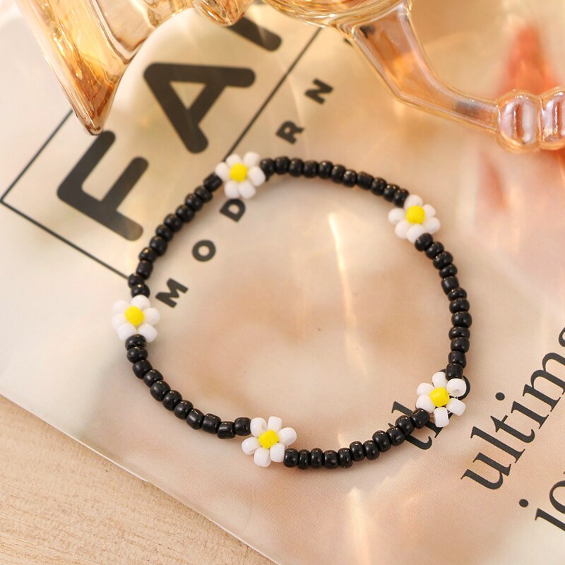 Vòng chân đính hạt hình hoa cúc nhiều màu sắc phong cách Hàn Quốc thời trang đi biển cho nữ