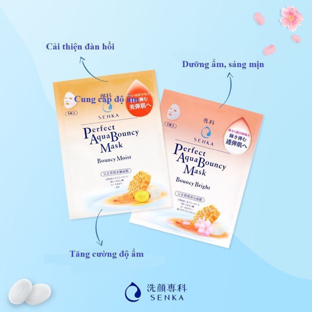 [1miếng] Mặt nạ dưỡng ẩm dưỡng trắng căng mịn da SENKA Perfect Aqua White Bouncy Mask