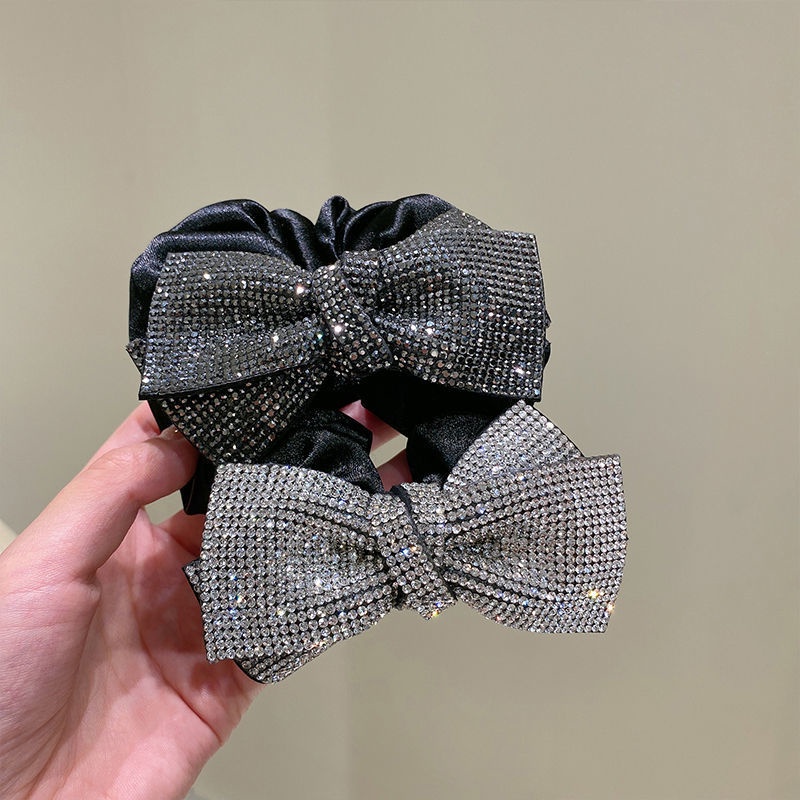 Dây buộc tóc thắt nơ ba chiều đính đá lấp lánh siêu lấp lánh mới