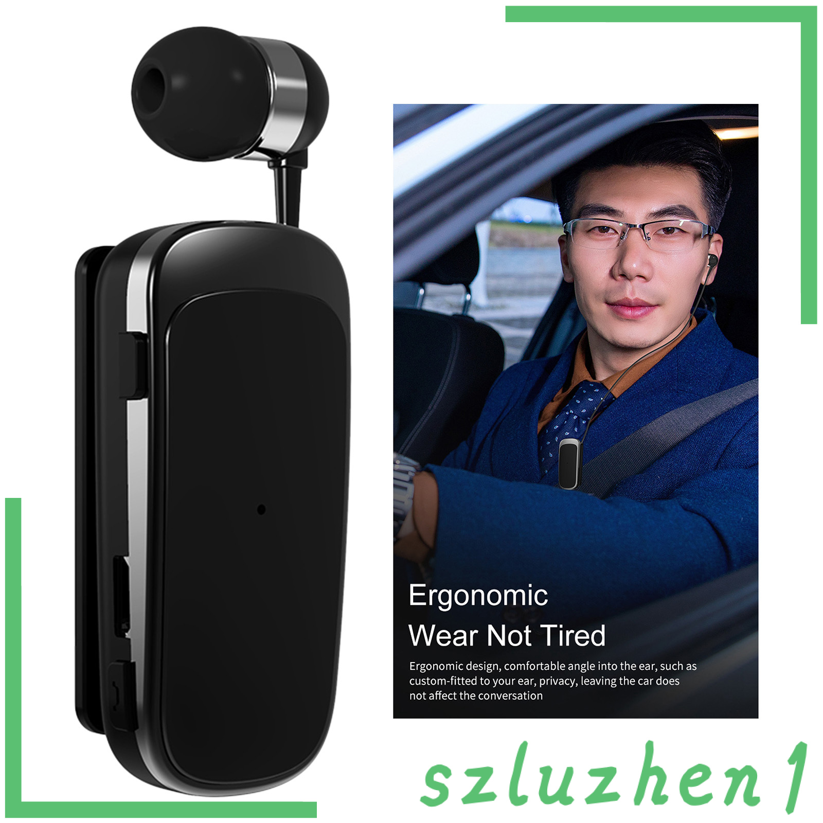 FINEBLUE (Hi-Tech) Tai Nghe Bluetooth Cài Áo K52 Có Dây Rút