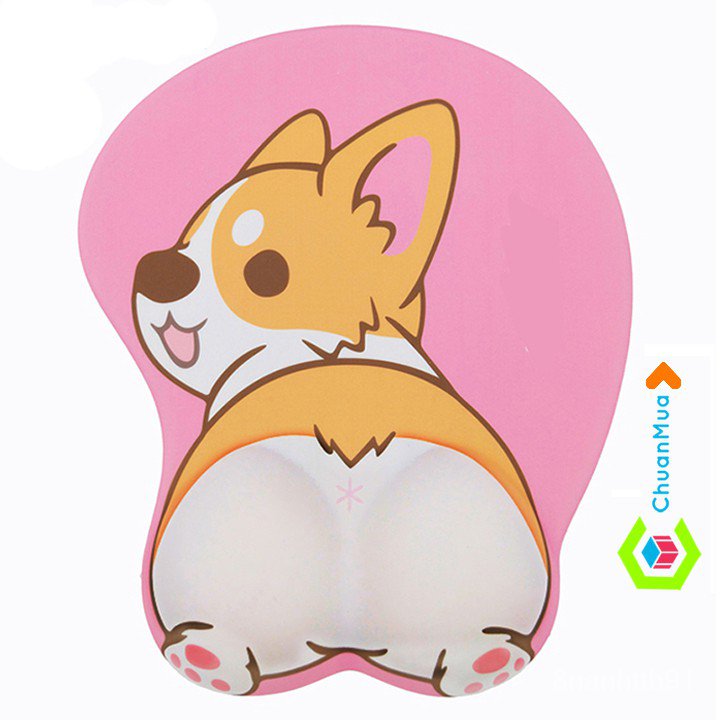 Lót Chuột Có Đệm Tay SILICON Hình Mông Cún Cực Xinh (Corgi, Poodle, Bulldog, Husky và Chân mèo)