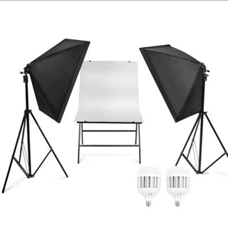 Bộ đèn studio led40w 6000k cfl daylight kèm softbox 50x70 có chân đèn, hỗ trợ hắt sáng chụp ảnh sản phẩm