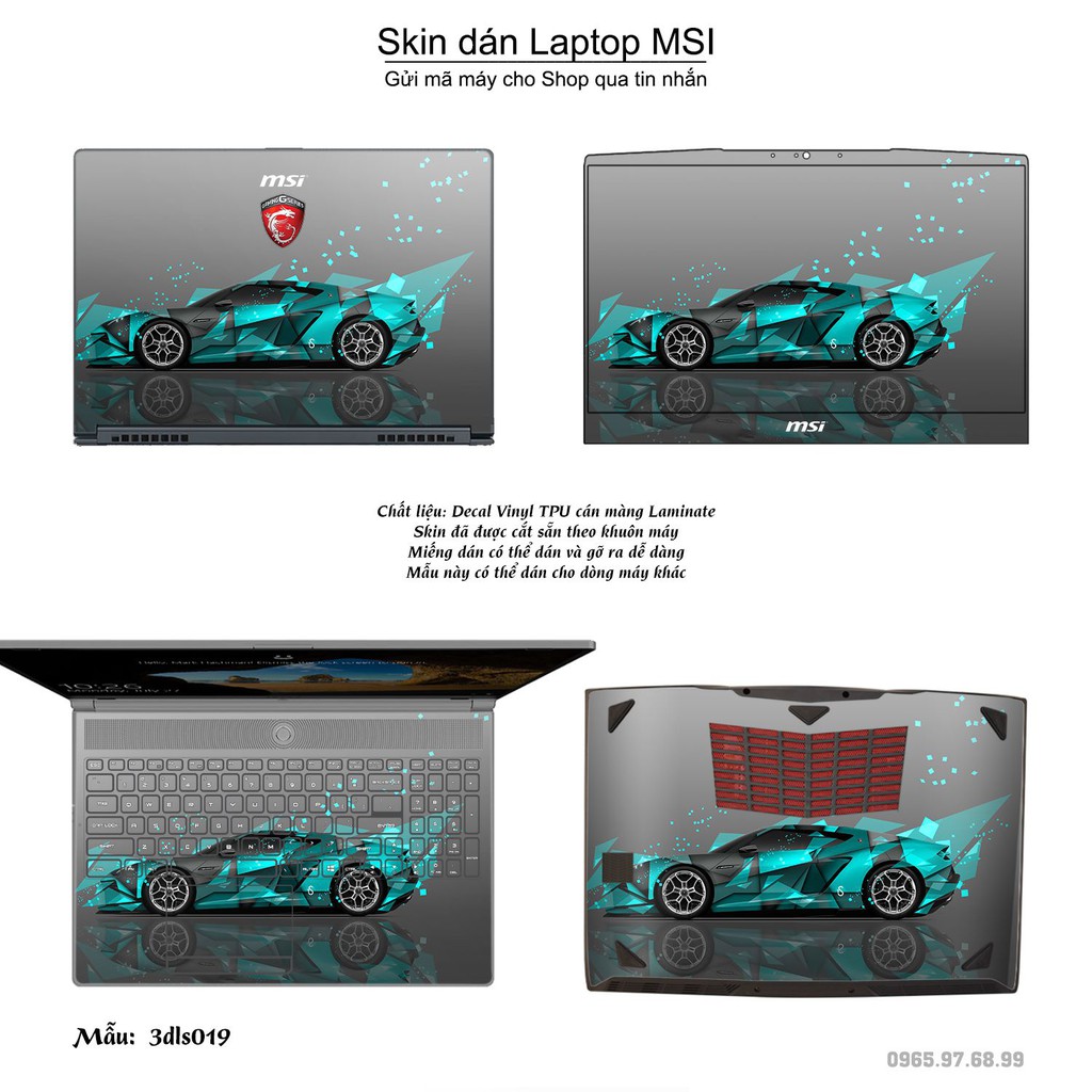 Skin dán Laptop MSI in hình 3D Image (inbox mã máy cho Shop)