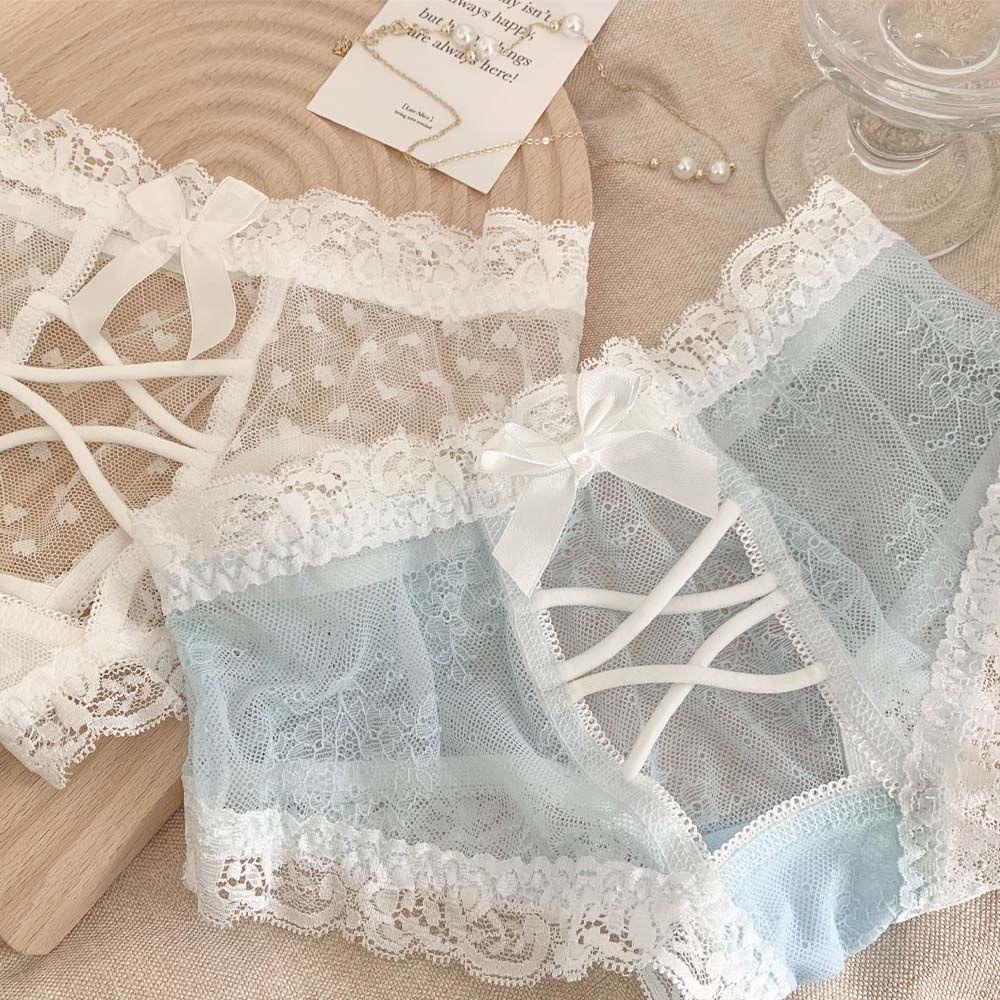 Quần Lót Cotton Phối Ren Dây Chéo Hở Đáy Quyến Rũ Dành Cho Nữ