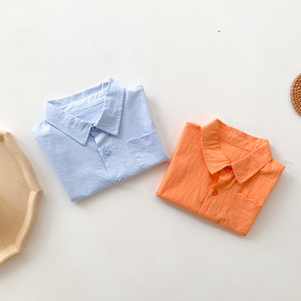 Áo sơ mi tay ngắn thiết kế thời trang cho bé