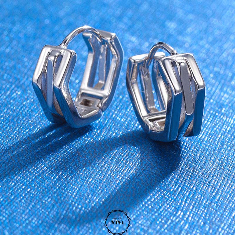 Bông tai bạc nam phong cách Trig – khuyên tai bạc ViVi_Gift