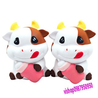 ĐỒ CHƠI SQUISHY BÒ ÔM BÌNH SỮA mã DYC79 Bđậu nành