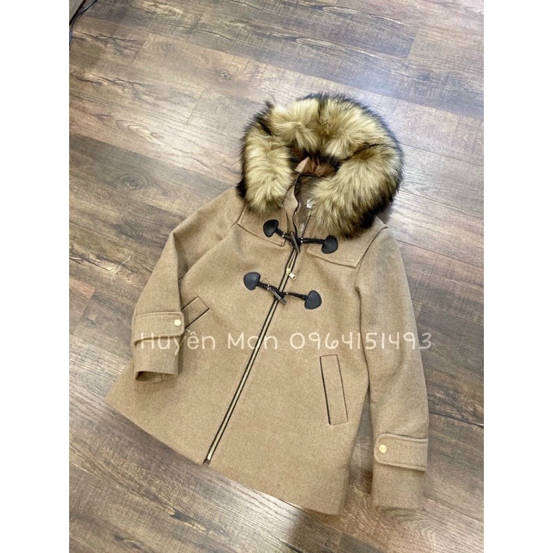 Áo khoác dạ mũ lông 2 khuy hàng chuẩn hãng ivy sz sm