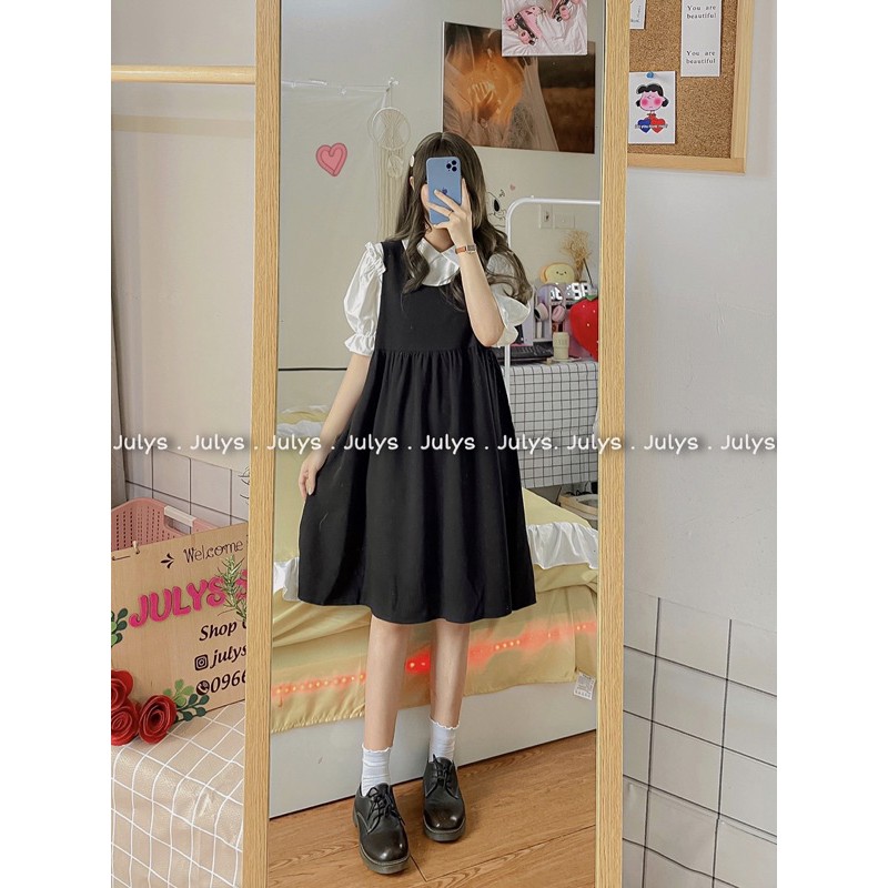 SET áo tay bồng kèm yếm babydoll ulzzang (ảnh thật shop chụp kèm video) | BigBuy360 - bigbuy360.vn