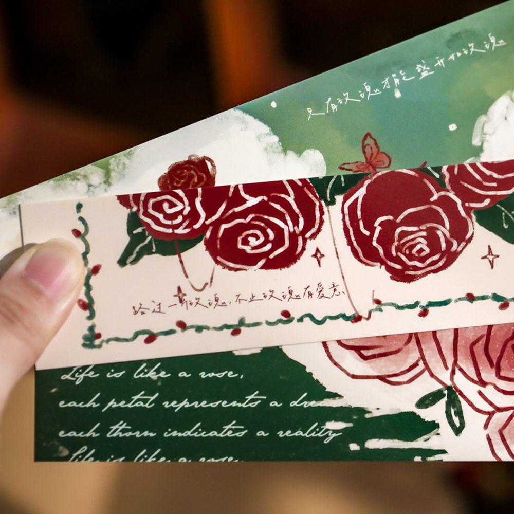 Hộp 30 Thẻ Giấy Đánh Dấu Trang Sách Hình Hoa Hồng Phong Cách Retro