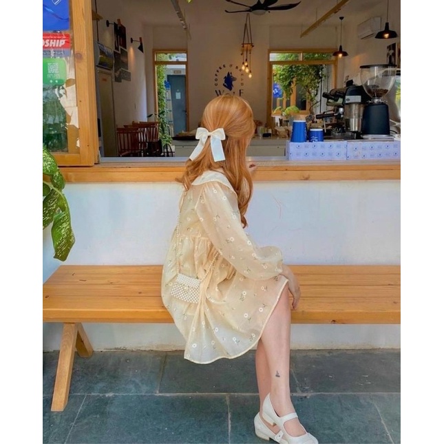 Đầm bbd hoa cổ sen tay bo chun🖤