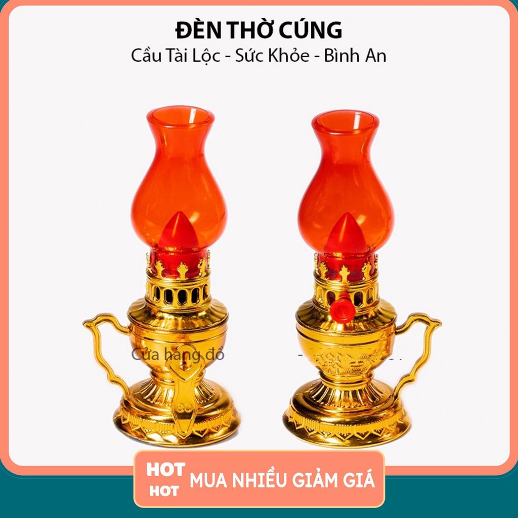 Đèn Thờ Sử Dụng Pin Vĩnh Cửu Kiểu Dáng Cổ Kính Trang Nghiêm, An Toàn Tiết Kiệm Điện Khi Sử Dụng