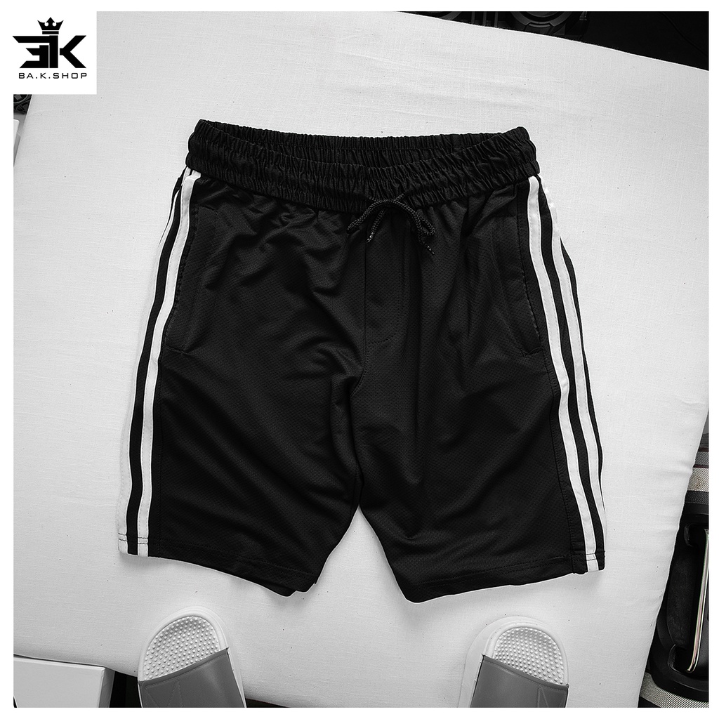 Quần thể thao nam ,quần đùi nam chất liệu kim cương thoáng mát phối kẻ 3 sọc cực đẹp  cho mùa hè