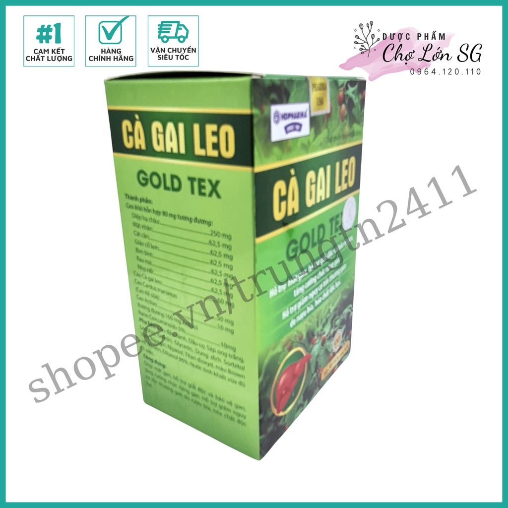 Viên uống CÀ GAI LEO GOLD TEX hỗ trợ giải độc gan, làm mát gan, hạ men gan  – Chai 50 viên