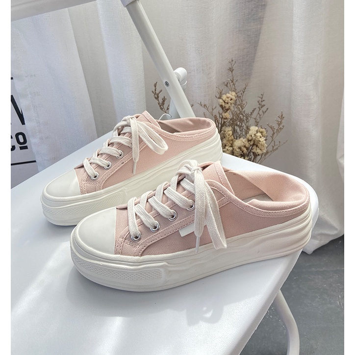 Giày Sục Nữ Slip On Bánh Mì Đế Cao 5 Phân