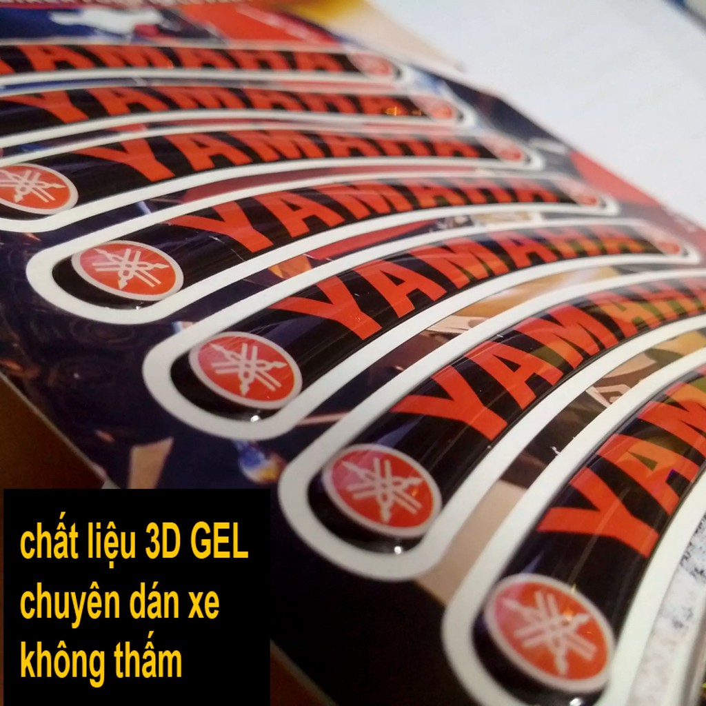 Bộ 3D GEL YAMAHA dán Bánh mâm xe máy, xe hơi