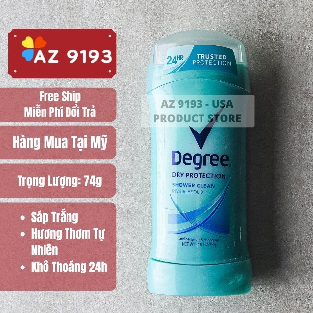 [Mua Tại Mỹ - Date 2022] Lăn Khử Mùi Nữ Degree, Dạng Sáp, Dòng Dry Protection, 74g - Khô Thoáng 24h - Az 9193