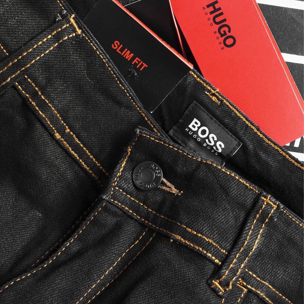 Quần jeans nam đen chỉ nổi VNXK Hugo Boss