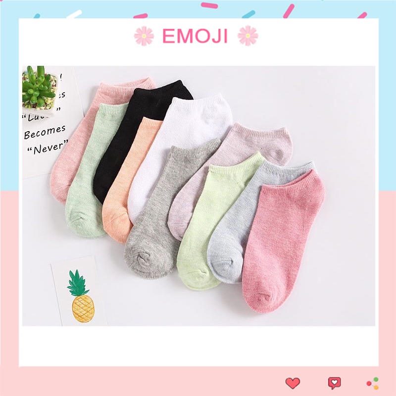 Tất cổ thấp nam nữ chất cotton Hàn mềm mại thấm hút mồ hôi vớ thời trang EMOJI phong cách giấu giày hiện đại TN037