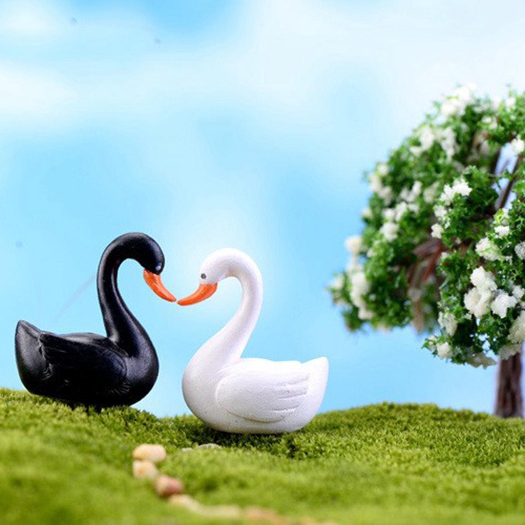 Set 10 Mô Hình Thiên Nga Trắng Đen Trang Trí Sân Vườn